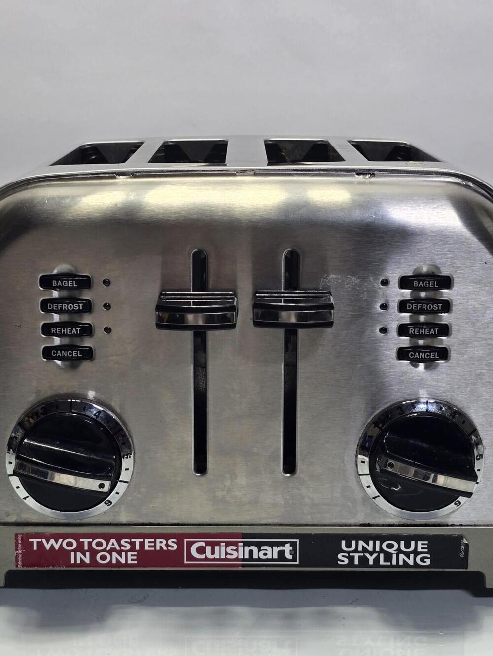 Cuisinart CPT-180D 4 Slice Stainless Steel Toaster Dual Controls Bagel Defrost.